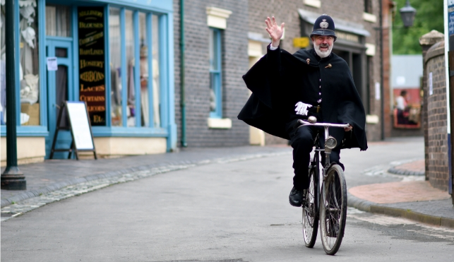 Policeman on bicycle in Ironbridge